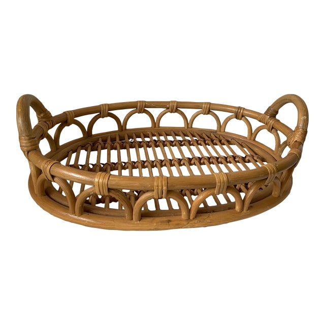 Woven Rattan Tray With Handles Chairish