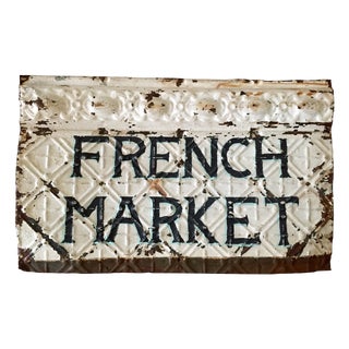 Vintage French Market Tin Sign For Sale