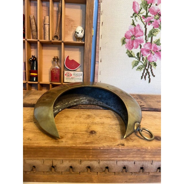 Bronze Vintage Mid Century Modern Style Hollow Brass Crescent Moon Hanging Decor For Sale - Image 8 of 8