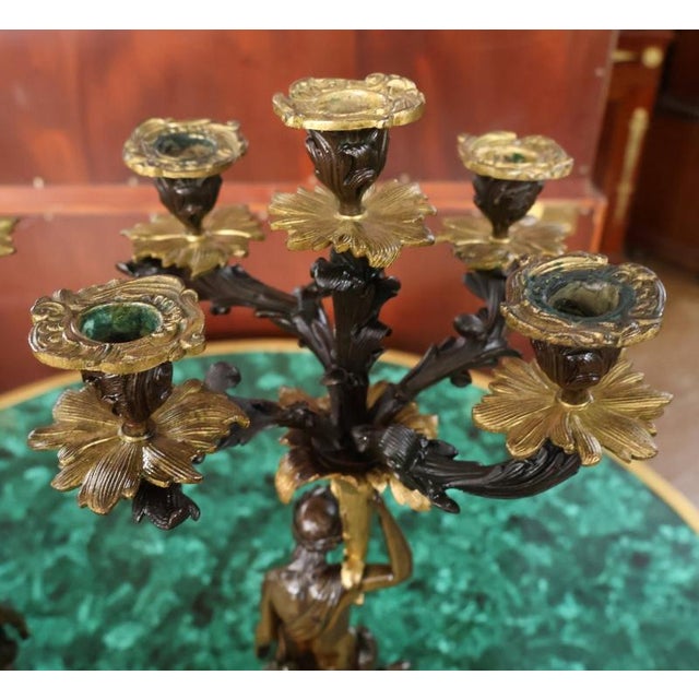 Pair of 19th Century French Napoleon III Bronze Figural Candelabras For Sale - Image 15 of 18