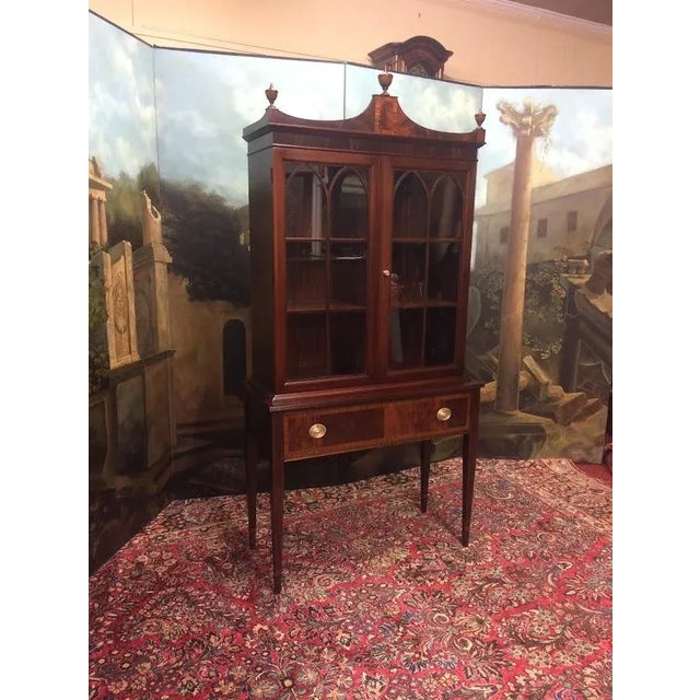 Wood Vintage Federal China Cabinet, Bookcase Cabinet For Sale - Image 7 of 12
