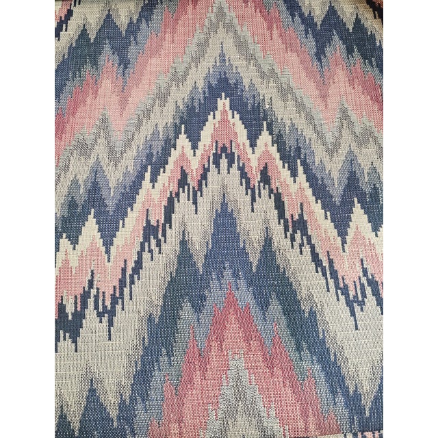 Mahogany Williamsburg Queen Anne Style Wing Back Chair New Flame Stitch Fabric For Sale - Image 9 of 9