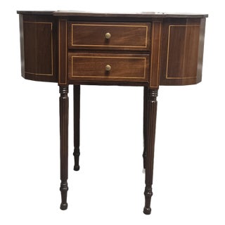Early 20th Century Federal Style Inlaid Mahogany Sewing Table Cabinet For Sale