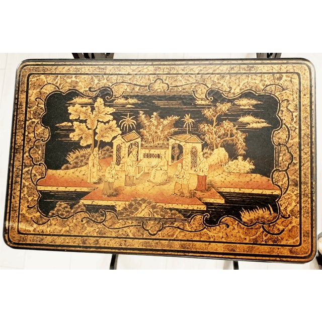 Wood Vintage Hickory Chair Attributed Chinoiserie Nesting Tables – Set of 4 For Sale - Image 7 of 8