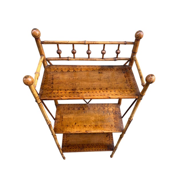 Early 20th Century Early 20th Century Victorian English Burnt Bamboo Bookshelf For Sale - Image 5 of 16