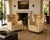 Finnish Mid-Century Modern, Wingback Chairs, Beige Velvet, Wood, Finland, 1950s Pair of substantial winback lounge chairs...