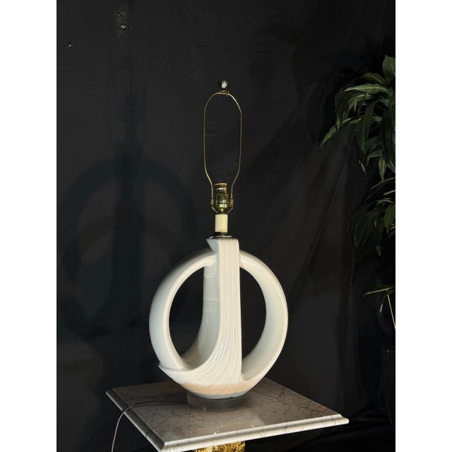 2000 - 2009 2000s Postmodern Sculptural White Ceramic Loop Table Lamp For Sale - Image 5 of 5