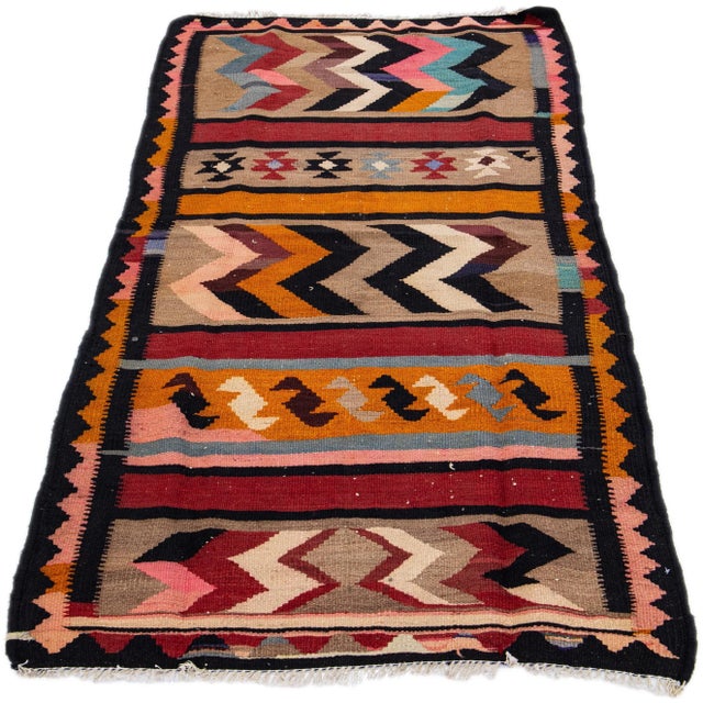 Tribal Mid-20th Century Turkish Kilim Multicolor Handmade Tribal Wool Rug For Sale - Image 3 of 10