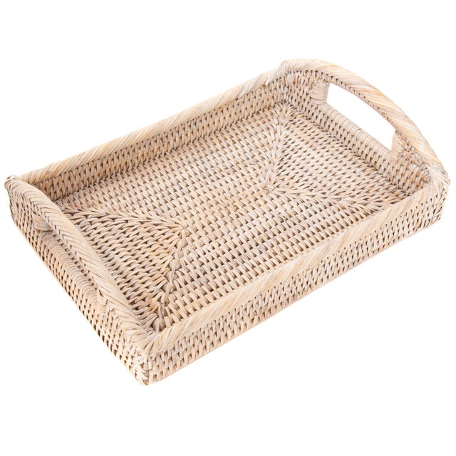 Artifacts Rattan Rectangular Vanity Tray, Whitewash For Sale In Houston - Image 6 of 6