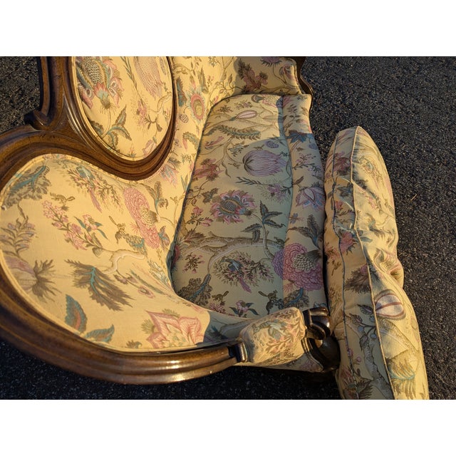 Early 20th Century Floral Carved Wood Frame Loveseat For Sale - Image 12 of 13