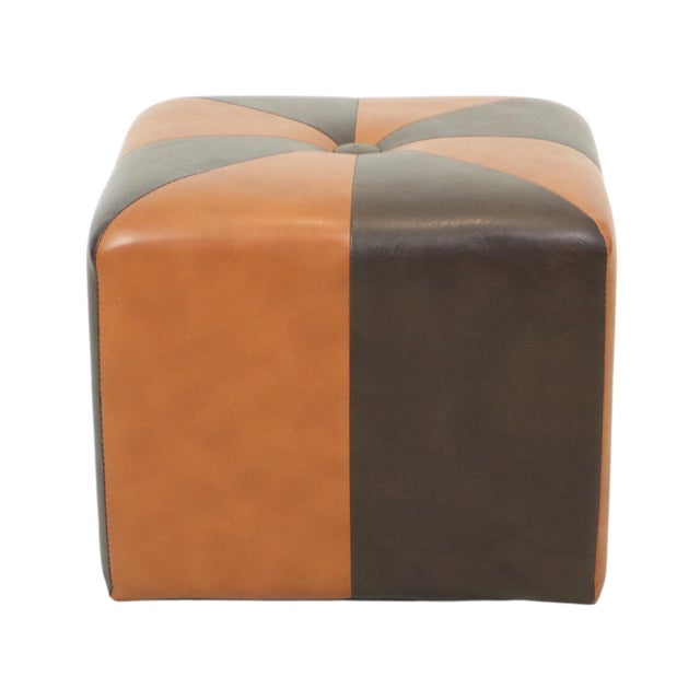 Vintage Square Pouf in Brown Patchwork, 1960s For Sale - Image 6 of 12