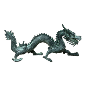 Chinese Rustic Oxidized Patina Fengshui Dragon Metal Figure