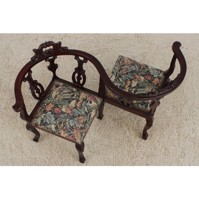 Vintage Victorian Style Tete Tete Courting Chair For Sale - Image 4 of 16