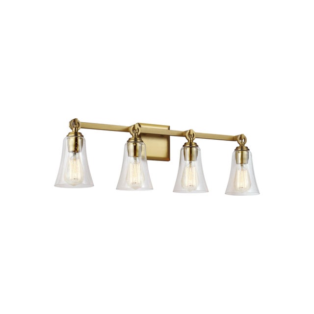 Sean Lavin by Visual Comfort Studio Monterro 4-Light Vanity, Burnished Brass For Sale - Image 4 of 6