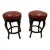 Italian Embossed Leather and Wood Bar Stools -A Pair For Sale