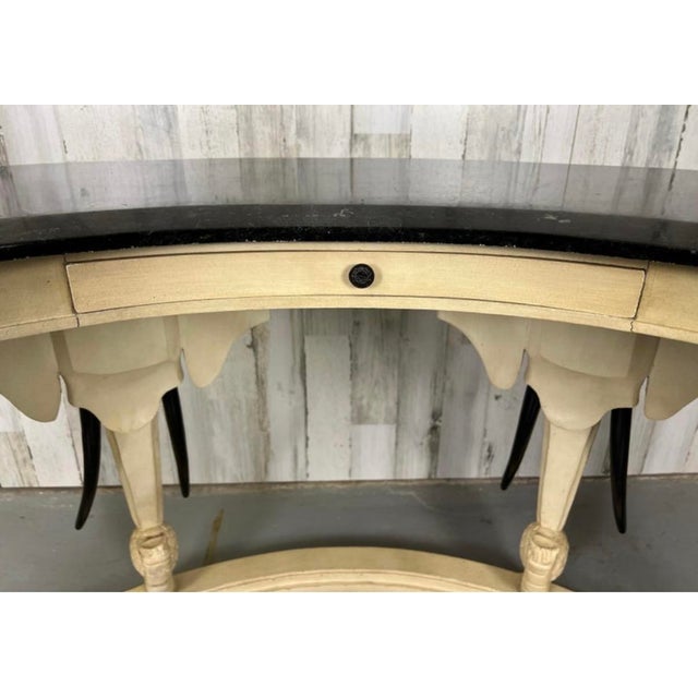 1990s Carved Wood Elephants With Tessellated Stone Top Desk For Sale - Image 16 of 17