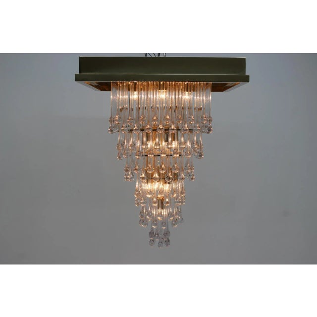 Large Glass and Brass Chandelier, Italy, 1970s For Sale - Image 6 of 10