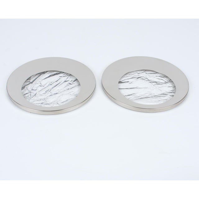 1970s 1970s Willy Rizzo Style Ice Effect Lucite and Chrome Coasters, 9 pieces For Sale - Image 5 of 13
