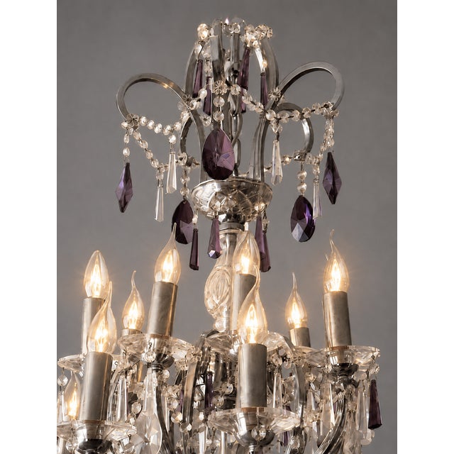 1990 Artisan Regency Purple Crystal Chandelier - 1 Pc For Sale - Image 14 of 17