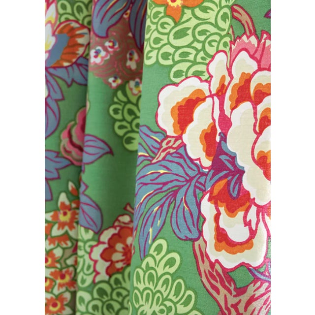 Custom Thibaut Honshu Drapery Panels, Green Linen Blend Pair of custom made and generously sized at 48"W x 108"L, these...