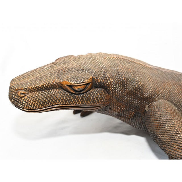 Indonesian Carved Komodo Dragon Figure For Sale - Image 4 of 8