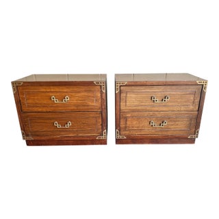 MCM Pair of Nightstand With Brass Details For Sale