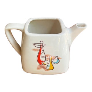 Vintage White Ceramic Square Teapot For Sale