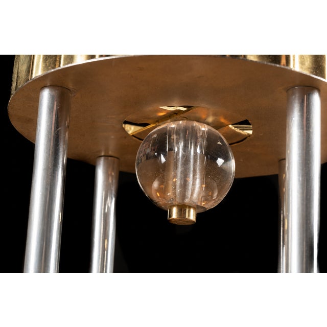 Chrome C. 1920 Art Deco Ceiling Light Fixture For Sale - Image 8 of 9