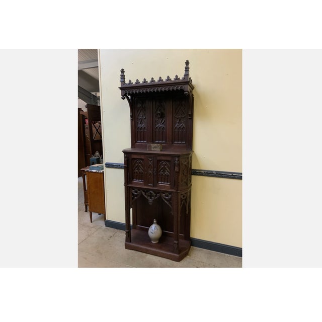 Wood Antique Neo-Gothic Cabinet, 1880 For Sale - Image 7 of 14