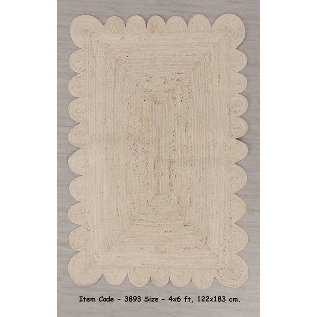 Natural White Jute Scallop Hand Made Rug - 2'x3' For Sale - Image 11 of 12
