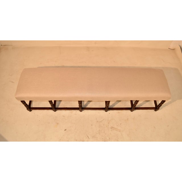Wood 19th Century French Long Upholstered Bench For Sale - Image 7 of 7