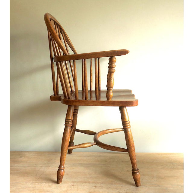 Mid-Century Modern Lyre Back Windsor Elbow Armchair in Oak, 1960s For Sale - Image 4 of 13
