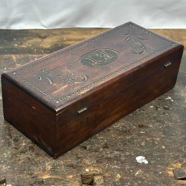 Early 20th Century Antique Kronprinz Wilhelm Hand Carved Wooden German Trench Art Box For Sale - Image 5 of 12