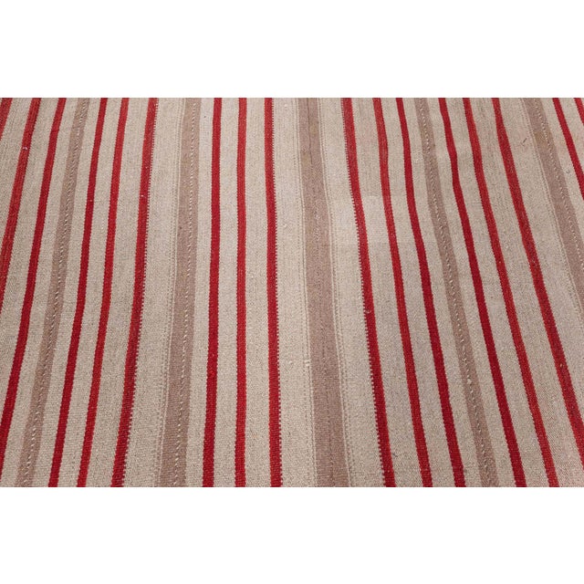 Textile Doris Leslie Blau Vintage Striped Light Beige Hand-Knotted Wool Runner For Sale - Image 7 of 9