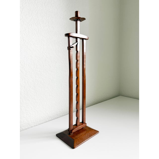 Mid-Century Modern Rustic Shaker Style Adjustable Taper Candle Holder For Sale - Image 3 of 7