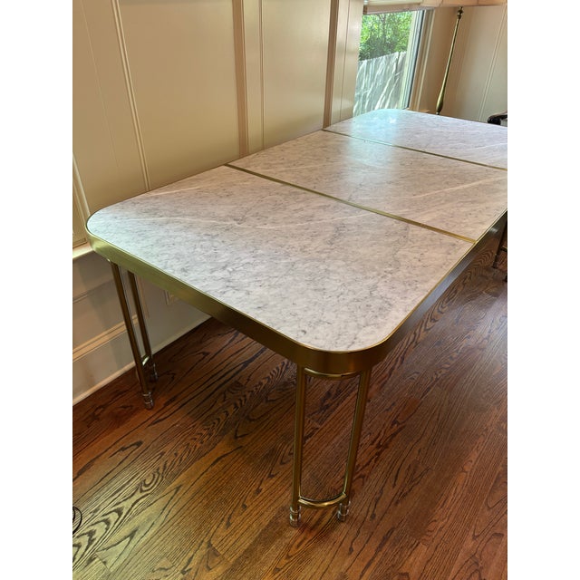 Anthropologie Bethan Gray for Anthropologie Strike Collection Carrara Marble & Brass Dining Table For Sale - Image 4 of 5
