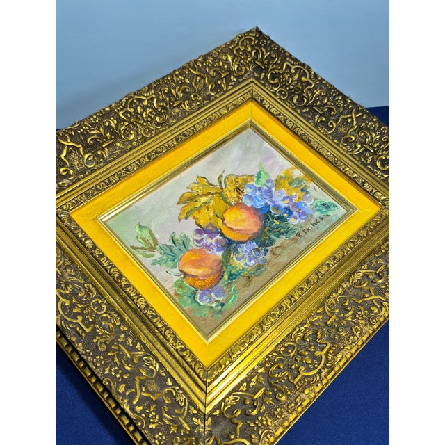 Mid-20th Century Impressionist Fruit Still Life Oil Painting by Ruby Dobesh - Framed For Sale - Image 12 of 12
