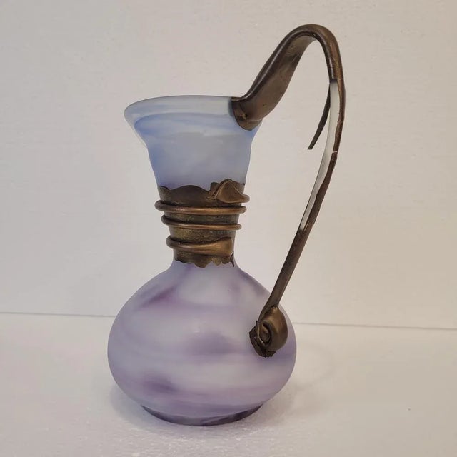 Violet Glass Jug with Gilt Decorations, France, 1980s For Sale - Image 9 of 17