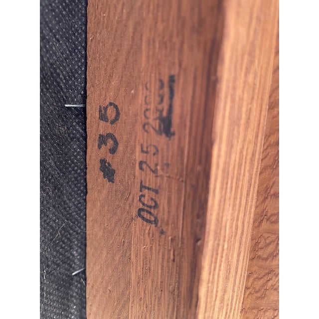 Pair of Stickley Furniture Wine/Blue Geometric Mission Prairie Oak Loveseats / Sofa's For Sale - Image 15 of 18