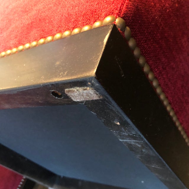 Red Clarence House Nailhead Ottomans - A Pair For Sale - Image 8 of 11