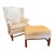 1980s Hickory Chair Co White Wingback Chair With Tone-on-Tone Embroidery and Matching Ottoman For Sale