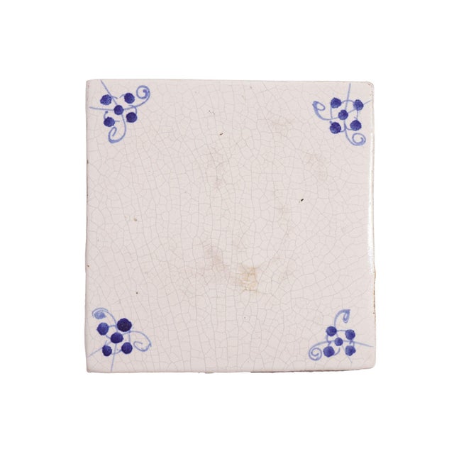White Set of 3 Delft Tiles With Cobalt Spider Corners, C. 1700 For Sale - Image 8 of 10
