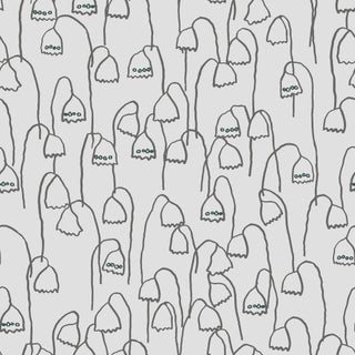 Sample - Baby Bells Wallpaper by Susan Hable in Grey / Black For Sale