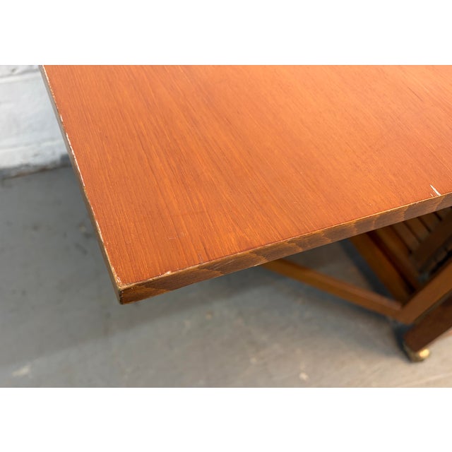 Mid-Century Modern Drop Leaf Hide a Way Table W/ Four Folding Chairs For Sale - Image 16 of 18