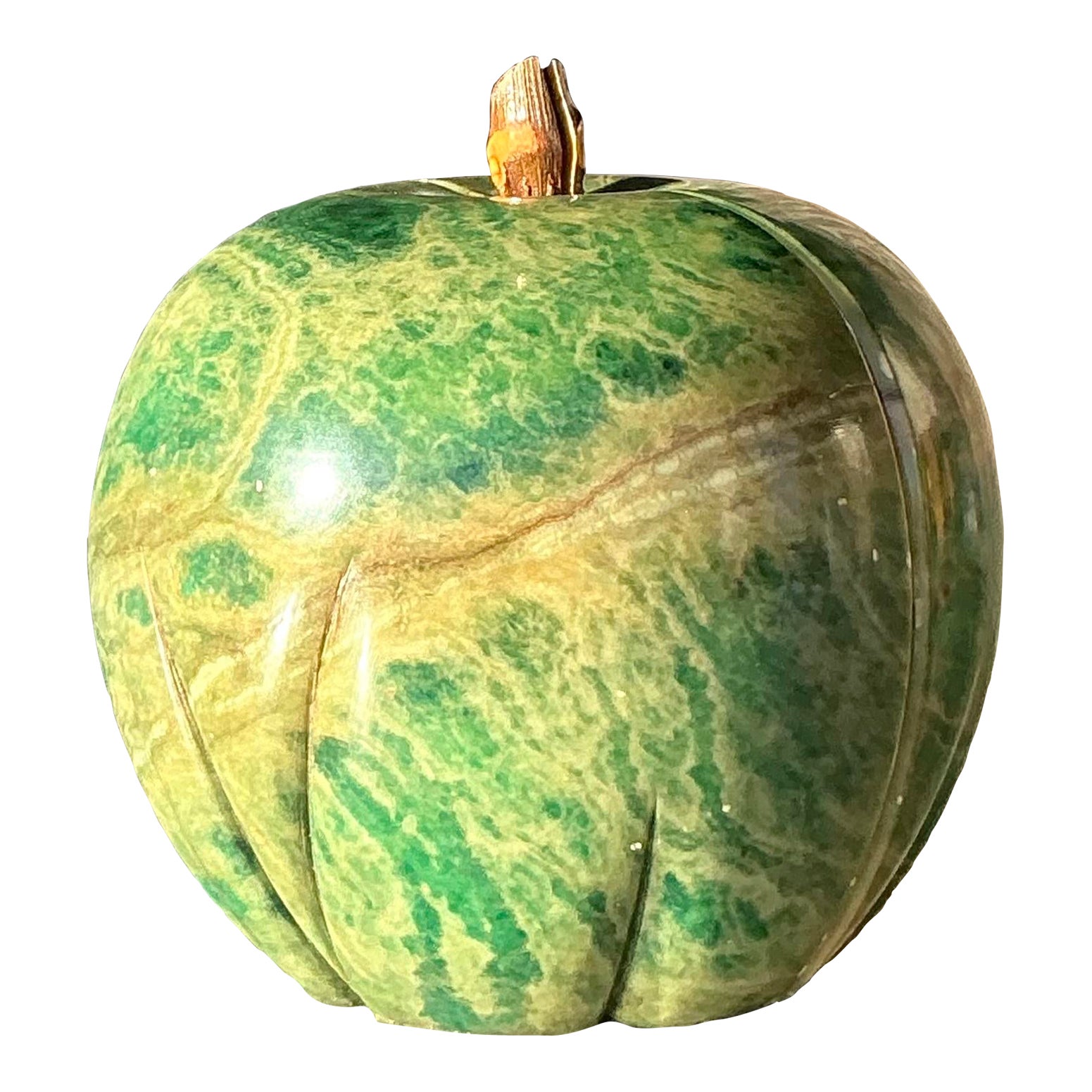Vintage Italian Green Alabaster Apple Bookends - Set of 2 | Chairish