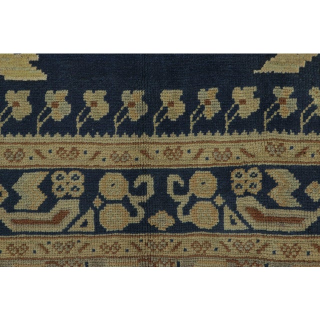Rug & Kilim Vintage Oushak Rug in Navy Blue and Cream With Geometric Medallion - Rug & Kilim For Sale - Image 4 of 7