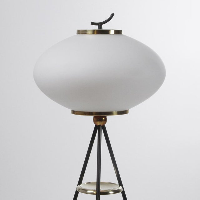Floor Lamp in Opaline Glass and Brass, 1950s For Sale - Image 4 of 12