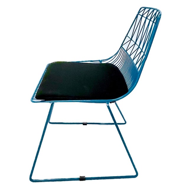 Vintage Mid-Century Modern Style Teal Wire Chairs For Sale In Atlanta - Image 6 of 12