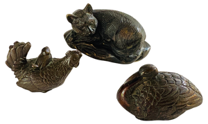 Set of 3 Animals Sculptures Bronze Black Brown Color, France, 1900, 1890s, Set of 3