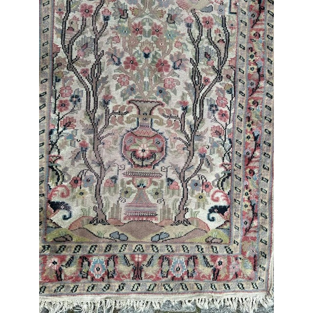 Black Small Vintage Silk and Wool Pakistani Rug from Bobyrugs, 1980s For Sale - Image 8 of 16